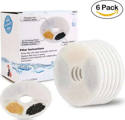 Obrázek produktu pro Topchances 6 kusů filtrů kompatibilních s fontánami Catit Flower Fountains Catit Design Senses Fountain a Catit Fresh Clear Stainless Steel Top Drinking Fountain Carbon Replacement Filter