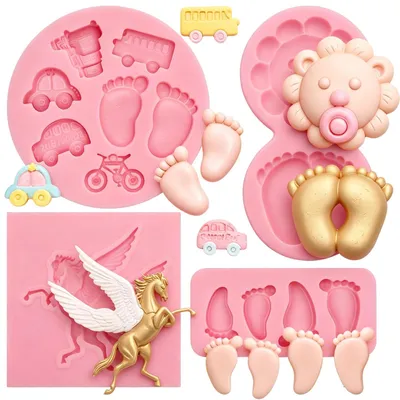 Silikon-Backform Babyfuß, 4er-Set, BPA-frei, Antihaft