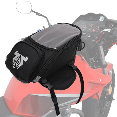 Produktbild von Motorrad Tankrucksack Magnetisch Klein Wasserdicht mit Touchscreen-Handyfach und Schultergurt aus Oxford-Gewebe