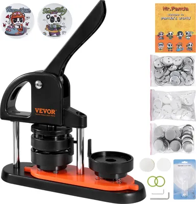 Produktbild von VEVOR stroj na výrobu odznaků 58 mm 100 ks. Děrovačka odznaků, lis na knoflíky, DIY stroj na výrobu odznaků Výrobník odznaků na knoflíky pro personalizované odznaky včetně kouzelné knihy a řezačky kruhů