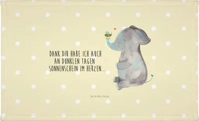 Produktbild von Mr. & Mrs. Panda Handtuch Elefant Biene - Gelb Pastell - Geschenk, Liebesspruch, gesichtstuch, Frotteehandtuch, frottee, Liebesbeweis, Liebe, Flauschtuch, Lustige Sprüche