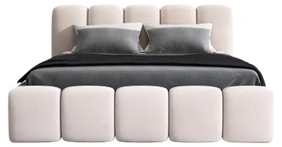 Produktbild von Polsterbett SON mit Bettkasten und Metallgestell 180 x 200 cm. Modernes Doppelbett mit Stauraum, mit Matratze. Farbe: Beige