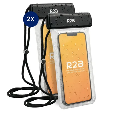 Productafbeelding van R2B Waterdicht Telefoonhoesje IPX8 met Koord – 2 Stuks – tot 7,2 inch