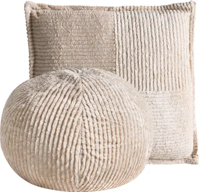 Obrázek produktu pro BELIANI Sada 2 dekorativních polštářů světle béžová manšestr jednobarevný vzor 45 x 45 cm 30 x 30 cm doplňky v boho stylu ložnice obývací pokoj