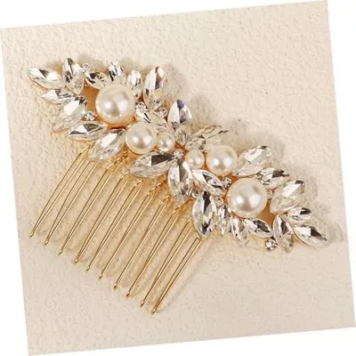 Produktbild von Haarkamm Braut mit Perlen und Kristallen Dekorativer Haarschmuck für Frauen Sicherer für Hochzeiten und Partys Verarbeitung für Braut und Brautjungfern