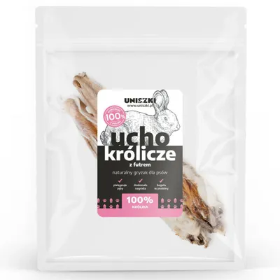 Obrázek produktu pro Uniszki Králičí uši s kožešinou 2 ks. Přírodní pamlsek pro psy