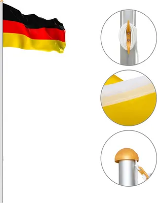 Produktbild von Jopassy Fahnenmast Alu Flagge Deutschlandfahne Fahnen Fahnenstange 6,50m inkl Mast Flagge Seilzug inkl Flaggenmast Bodenhülse