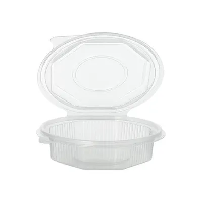 Produktbild von Verpackungsbecher mit Klappdeckeln, PP 8-eckig 250 ml 2,8 cm x 11 cm x 11 cm transparent