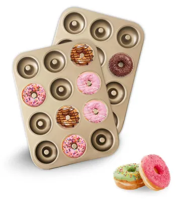Immagine prodotto di Stampo per ciambelle, 2 pezzi, con 12 cavità, rivestimento antiaderente, colore oro
