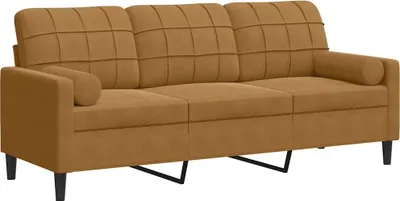 Produktbild von vidaXL 3-Sitzer-Sofa mit Zierkissen Braun 180 cm Samt