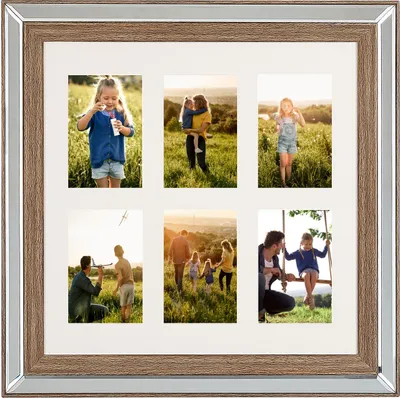 Produktbild von BELIANI Multi-Bilderrahmen dunkler Holzfarbton 50 x 50 cm für 6 Fotos 10 x 15 cm Collage Klassisch Elegant Wohnzimmer Schlafzimmer Eingangsbereich