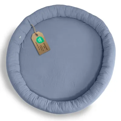 Produktbild von Bodenkissen Blau ohne Rüschen - Sitzkissen für Kinder aus Musselin