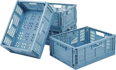 Immagine prodotto di Scatole pieghevoli in plastica, confezione da 4, pieghevoli, robuste, scatole da trasporto pieghevoli in plastica
