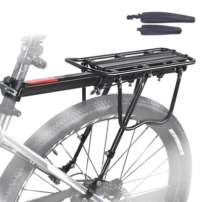 Produktbild von Verstellbarer Fahrradträger mit Schutzblech und Reflektor, einfache Montage, Schnellverschluss, Tragfähigkeit von 59 kg für Mountainbikes und Rennräder.