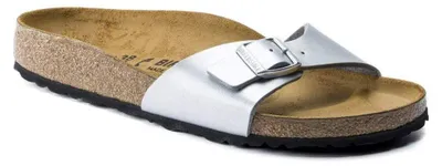 Produktbild von Birkenstock Madrid Damen-Pantoletten in Silber – weite Passform