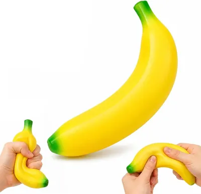 Produktbild von XXL Quetschbanane – PolyurethanBanane, 18 cm – Anti-Stress-Spielzeug – Langsame Rückfederung – Realistisch – Elastisch – Stressabbau