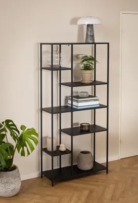 Produktbild von Standregal >Newcastle< in schwarz, Stahl - 79,5x165x30cm (BxHxT)