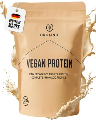 Produktbild von ORGAINIC  Vanille Vegan Protein 700 g - Reis- und Erbsenprotein - Premium Eiweiß Pulver ohne Zuckerzusätze - Veganes Proteinpulver - Protein Pulver Vegan ohne Süßungsmittel -