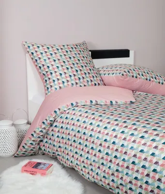 Produktbild von Janine Mako Satin Bettwäsche 3 teilig Bettbezug 200 x 220 cm Kopfkissenbezug 80 x 80 cm Moments 98055-01 altrosé mineralblau