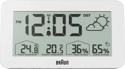 Obrázek produktu pro Braun BC13WP-DCF, Digitální budík, Obdélník, Bílá, 12/24 h, F, °C, LCD