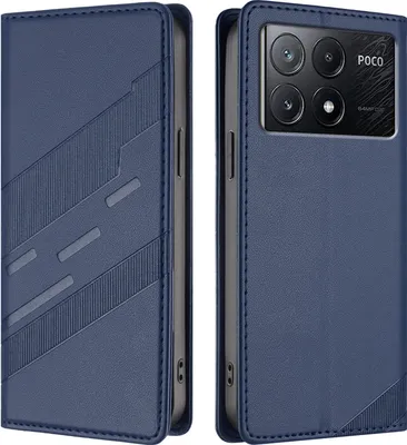 Produktbild von Hülle für Xiaomi Poco X6 Pro, Kunstleder Brieftaschen Handyhülle mit Kartenfach und Standfunktion Blau