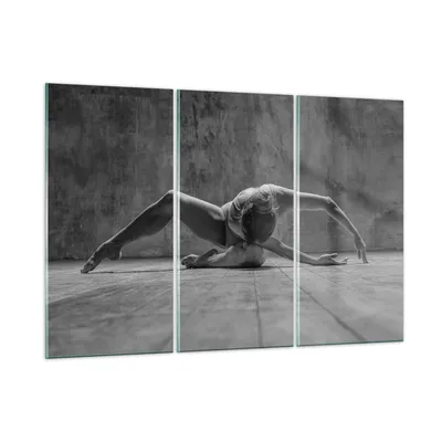 Produktbild von Bilder auf glas - 3 Teile - Tanz Schwarzweiß Frau - 165x110cm - Glasbilder - Wandbilder - Bilder - zum Aufhängen bereit - Wanddekoration aus Glas - Glas Bilder - Wandbild auf Glas - GCE165x110-4352