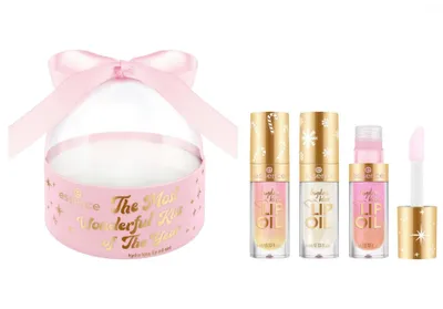 Produktbild von Essence Hydra Kiss Lip Oil Set, Lippenöl, Frauen, Jeder Hauttyp, Feuchtigkeitsspendend, Nährend, Glanz, Weichmachend, Gluten, Paraben, 3 Stück(e)