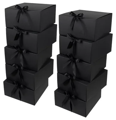 Image de Lot de 10 boîtes cadeaux noires avec couvercle
