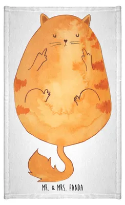 Produktbild von Mr. & Mrs. Panda Handtuch Katze Mittelfinger - Weiß - Geschenk, badezimmer, Genervt, Frotteehandtuch, Klein, Motiv, Cats, Cat, Tiger, Katzen, Gästehandtuch 30x50