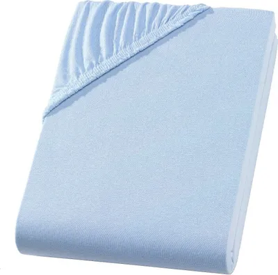 Produktbild von Spannbettlaken 180x200 cm - 200x220 cm - Bleu / Hell Blau - Jersey Wasserbett Boxspringbett Übergröße