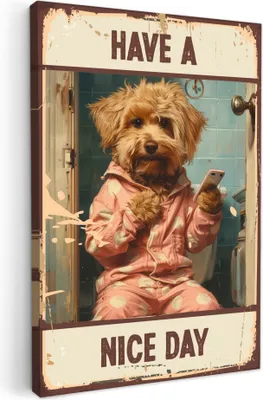 Produktbild von MuchoWow® - Leinwandbilder - Zitate - Hund - Schönen Tag noch - Vintage - Sprichwort, Wandbild, Wanddeko Bilder Wohnzimmer, 80x120 cm