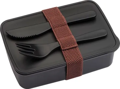 Produktbild von Brotdose / Lunchbox / mit Besteck / Farbe: schwarz