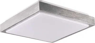 Image de Plafonnier carré argent brossé-blanc 2xE27x40W en plastique, dimensions : 8,5 x 29,5 x 29,5 cm, IP20, Polux