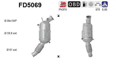 Produktbild von AS FD5069 Dieselpartikelfilter Rußpartikelfilter DPF für BMW 1 Schrägheck (E87) Abgasanlage Diesel