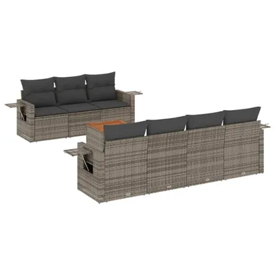 Produktbild von vidaXL 8-tlg. Garten-Sofagarnitur mit Kissen Grau Poly Rattan