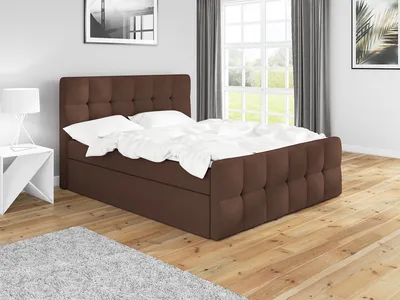 Produktbild von Boxspringbett BERG 120 x 200 mit 2 Bettkästen, Bonell-Matratze und Topper. Farbe: Braun