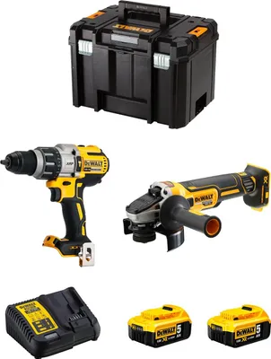 Immagine prodotto di DeWALT Kit DWK221 (DCD996 + DCG405 + 2 x 5,0 Ah + DCB115 + TSTAK VI)