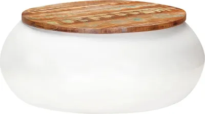 Produktbild von Couchtisch Weiß 68x68x30 cm Recyceltes Massivholz