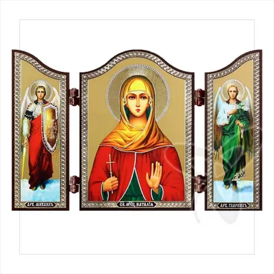 Christliches Ikonen-Triptychon Heilige Natalia MDF 13,1x8,4 cm