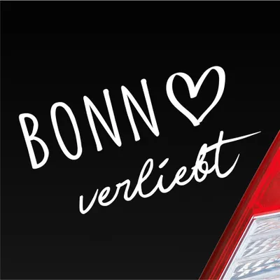 Produktbild von Auto Aufkleber Bonn verliebt Herz Stadt Heimat Liebe Car 19x10 cm Weiss Matt Sticker Heckscheibenaufkleber