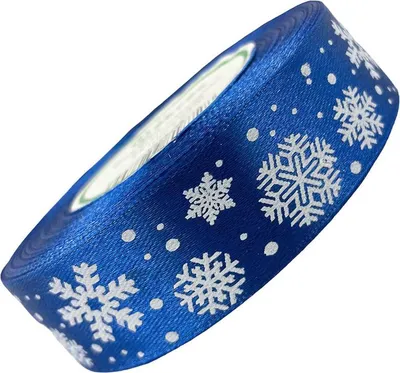 Immagine prodotto di Nastro di raso blu navy con fiocchi di neve 25 mm x 23 m
