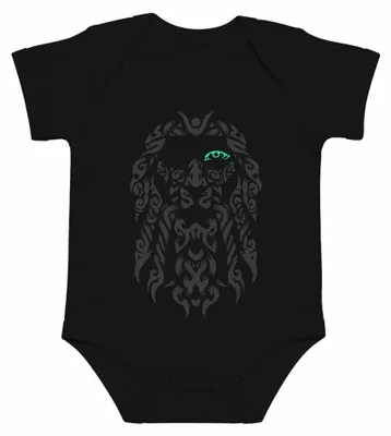 Image de Odin, Auge Grün, Vikings, Valhalla, Nordique, motif tressé, guerrier, Wotan, body pour bébé, noir, taille 12/18 mois