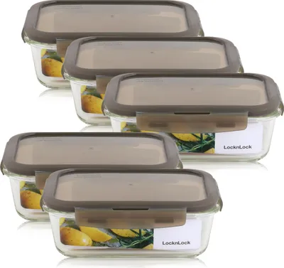 Produktbild von LocknLock Oven Glass LLG445G Frischhaltedose 1L - Borosilikatglas (5er Pack)