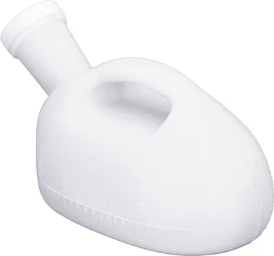 Obrázek produktu pro Mužská láhev na moč, 2000 ml, ergonomická, velký otvor, robustní plastová láhev na moč s dlouhou hadičkou, pro domácnost, cestování, nemocnice, bílá barva