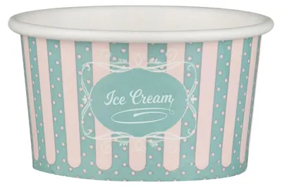 Produktbild von 100x Eisbecher aus Pappe Papierbecher Patisserie ICE CREAM Motiv 145 ml 5oz