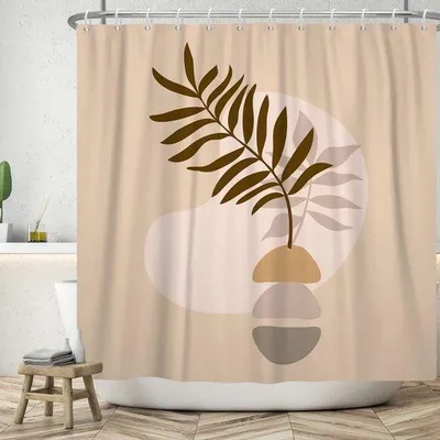 Produktbild von Unyqoos® Duschvorhang 180 x 200 cm – abstraktes Boho‑Design, 100% Polyestergewebe, wasserabweisend, Edelstahl‑Ösen & 12 weiße C‑Haken