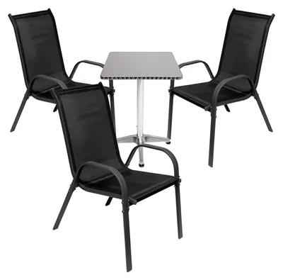 Image de set de balcon 4 pièces Bistro Ensemble table + 3 chaises empilables