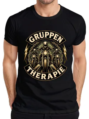 Productafbeelding van Groepstherapie, Motorfiets, Toer, Chopper, Statement, Sarcasme, Heren T-shirt, Zwart, XL