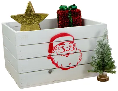 Produktbild von Obstkiste weiss mit Weihnachtsmann rot