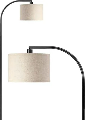 Obrázok produktu pre EDISHINE Stojacia lampa do obývačky (bez žiarovky) 161 cm oblúková lampa s nastaviteľným béžovým ľanovým tienidlom a nožným vypínačom, objímka E27, lampa na čítanie do spálne, moderná stojacia lampa do detskej izby, čierna